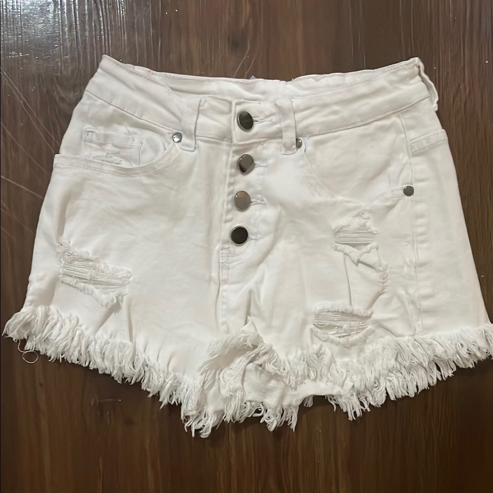 White Distressed Women's Shorts